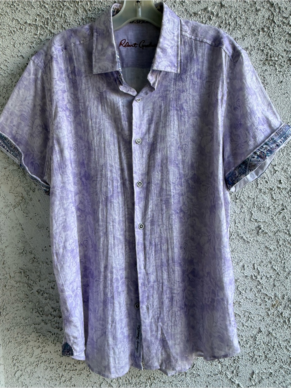 Robert Graham Lavender Short-Sleeve Button-Down Shirt